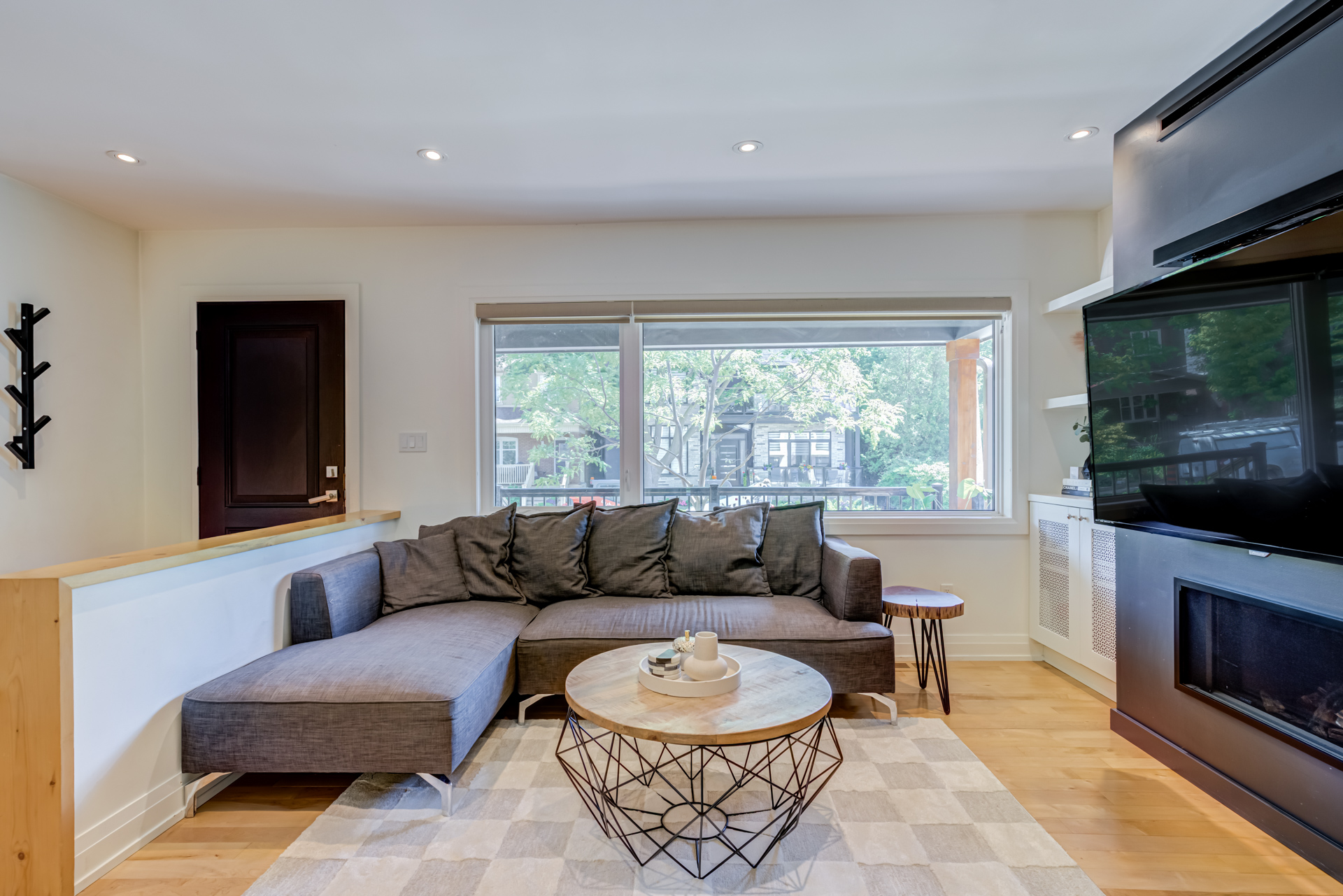 Open living room with hardwood floors
